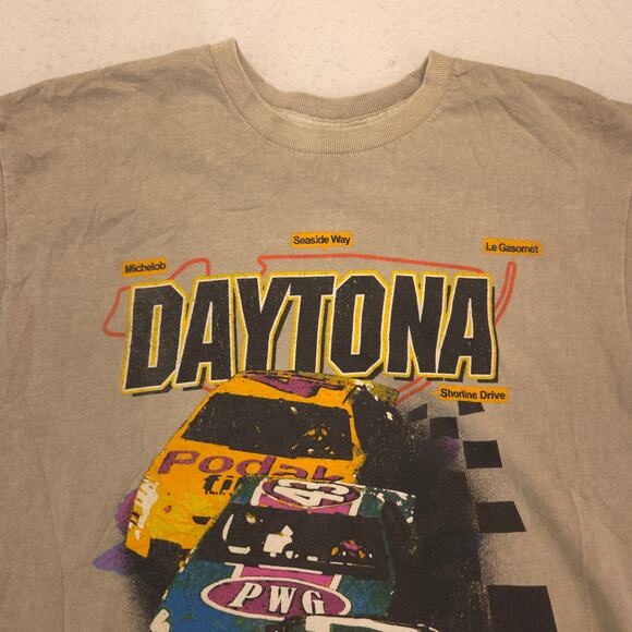 PacSun Daytona Crew Neck Short Sleeve Striped T Shirt Mens Size Small S Tan - Picture 1 of 9